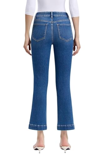 VERVET Women's High-Rise Trouser Hem Cropped Kick Flare Jeans3