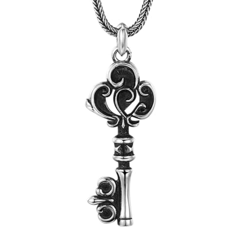 Colgante de llave de plata S925 tallado a mano estilo vintage para hombre
