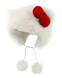 Cute Plush Hat White Cat Ear Bowknot Hat for Women Cartoon Winter Thickened Anti-Freezing Faux Fur Hats with Pom Earflap