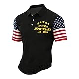 USA 250th Anniversary Shirt, 4th of July Mens Shirts America Short Sleeve Graphic Men T-Shirt Polo Shirts Fashion 250 Anniversary USA Black 3XL