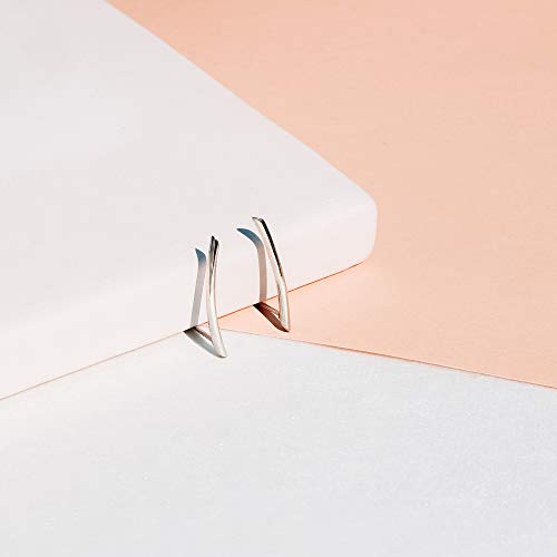Boma Jewelry Sterling Silver Minimalist Long Curved Bar Ear Crawler Stud Earrings4