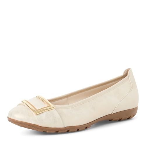 MARCO TOZZI Damen Ballerinas 2-22111-44, Zapatos Tipo Ballet Mujer, Dune Metallic, 39 EU