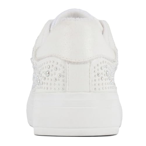 Juicy Couture Women's Classic Lace-Up & Sparkle Pearl Sneakers - Casual Chic, Bling, and Bedazzled3