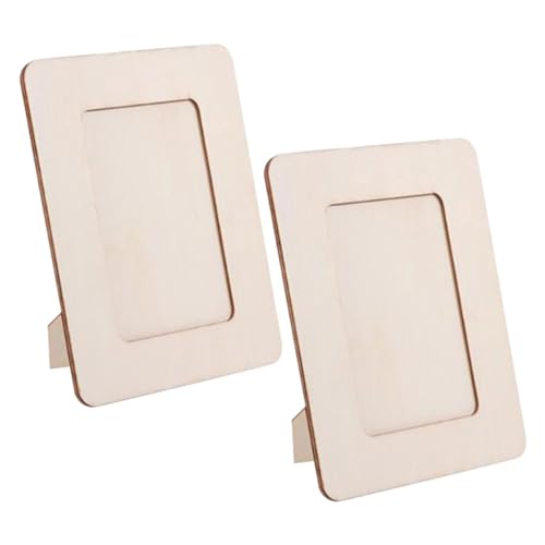 GOOHOCHY Unfinished Craft Frames Stand 2pcs Wooden Picture Frames for Kids Crafts Diy Artwork