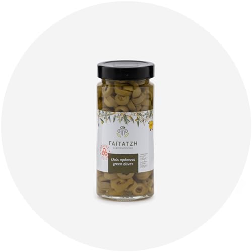 Aceitunas verdes griegas en rodajas 200gr en tarro de cristal, paquete de 4 uds.