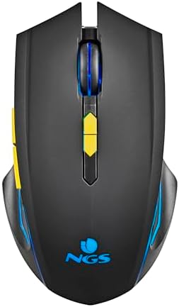 NGS GMX-200 - Ratón Inalámbrico Gaming con Iluminación LED, 6 Botones, Sensor Óptico Ajustable, Compatible con PC y Portátiles/PS/Xbox/Nintendo Switch/Tablets/Teléfonos, Precisión y Control, Negro