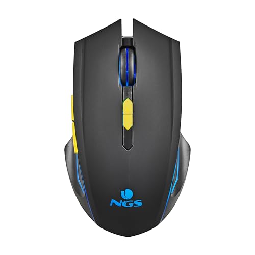 NGS GMX 200   Ratón Inalámbrico Gaming con Iluminación LED, 6 Botones, Sensor Óptico Ajustable, Compatible con PC y Portátiles/PS/Xbox/Nintendo Switch/Tablets/Teléfonos, Precisión y Control, Negro