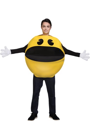 Disfraces para Hombre trajes de Carnaval 78 Funidelia | Disfraz de Pac-Man para hombre y mujer Comecocos, Videojuegos - Disfraz para adultos y accesorios para Fiestas, Despedida de Soltero, Carnaval y Halloween - Talla única - Amarillo