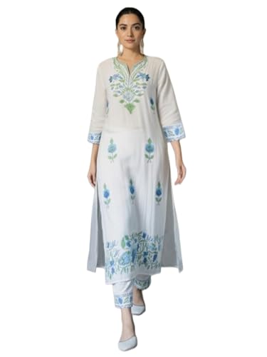 Kurta évasée en viscose rayonne ANNI Designer avec pantalon ethnique pour femme