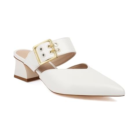 Feinlina Women’s White Low Heel Slingback Slippers Cover