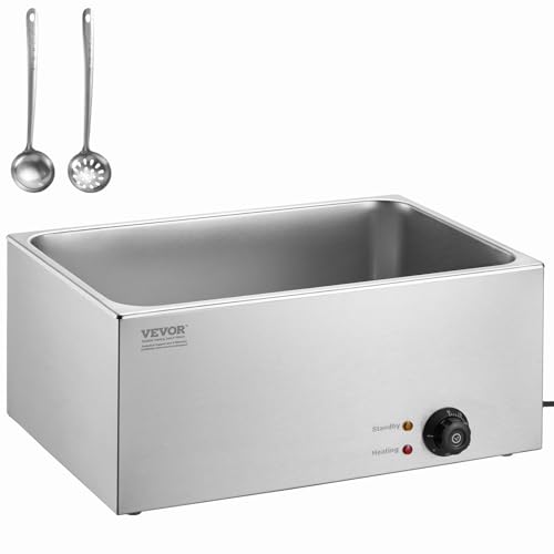 VEVOR Commercial Food Warmer 24QT Bain Marie 1200W Electric Buffet Warmer Steam Table Food Warmer Countertop Stainless Steel Food Warmer Wet or Dry Use for Parties, Catering and Restaurant