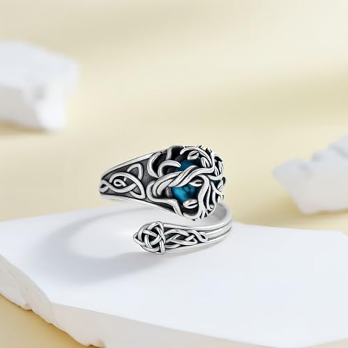 Bague vintage argent sterling 925 turquoise arbre de vie