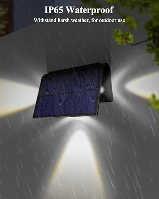 Solar Fence Outdoor Lights 6 Pack, LED Wall Down Lighting Decor with IP65 Waterproof for Outside Deck, Garden, Porch, Garage, Walkway, House Patio, Yard, Warm White