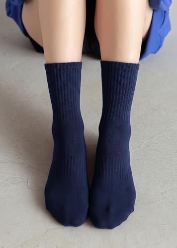 Image of Irisbear Womens Crew Socks Casual Athletic Gym LightWeight Thin Cotton Socks 5 Pairs
