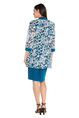 Image of R&M Richards Womens 2-Piece Black & White Jacket Dress Set W /Necklace