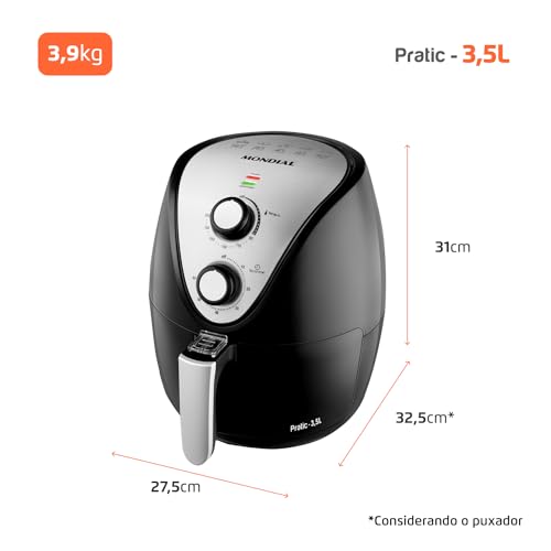 Fritadeira Sem Óleo Air Fryer 3,5L, Mondial, Preto/Inox, 1500W, 110V - AF-30 I - Imagem 8