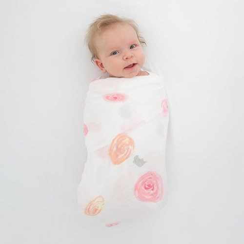 Image of Amazing Baby Muslin Swaddle Blankets for Baby Girls, Newborn Receiving Blanket, 100% Cotton Baby Swaddle Wrap, Set of 3, XLarge 46x46 inches, Watercolor Bliss, Pink