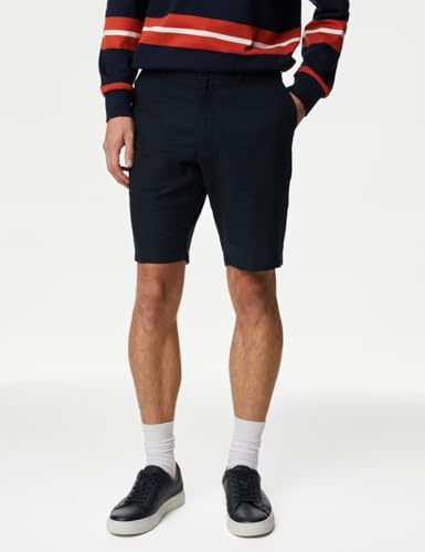 Image of Marks & Spencer Linen Mix Plain Regular Fit Shorts