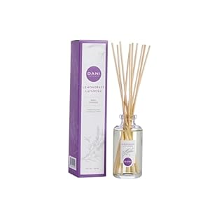 DANI Naturals Reed Diffuser Set – Calming Lavender Lemongrass Scent – Aromatherapy Essential Oils – Alcohol-Free, Non-Toxic – 10 Sticks – 3.5 oz
