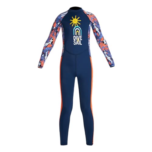 Image of Youth Girls Boys One Piece Water Sports Sun Protection Rash Guard UPF 50+ Long Sleeves Full Suit Swimsuit Wetsuit