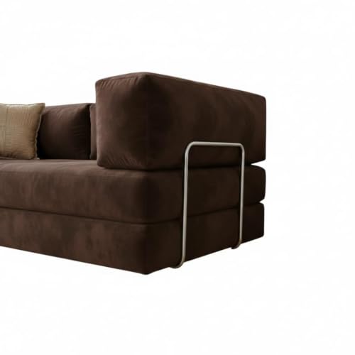 Image of Torque Vegas 3 Seater Sofa Cum Bed for Sleeping - Dark Brown | Premium Suede Fabric 3-Seater Double Foam Fold Out Sofas Bed | Convertible 2 in 1 Sofa Cuma Bed for Office