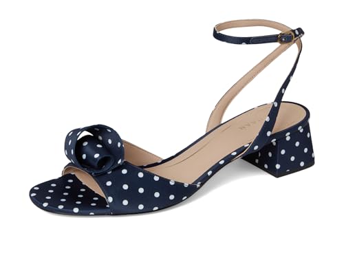 Cole Haan Cole Haan Women's Florette Block Heel Sandals, Navy/White Polka Dot Satin, 8.5-B US