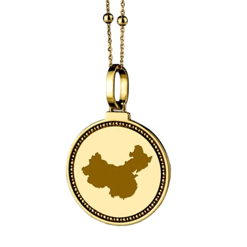 Pendentif carte de Chine argent 925 bijou voyage mixte or