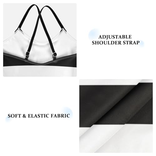 White Black Stripes Girls Swimsuit One Piece Bathing Suit Beach Swimwear with Adjustable Straps3