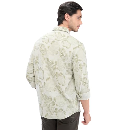 Image of Spykar Men Cotton Blend Full Sleeve Slim Fit Printed Shirts