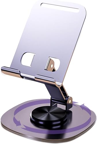 Image of EDNITA Phone Holder for Desk 360Rotating, Portable & Foldable Cell Phone Stand for Office & Kitchen, Adjustable Tablet Stand for All Mobile Phones, iPhone, iPad, Smartphone (Metal Silver)