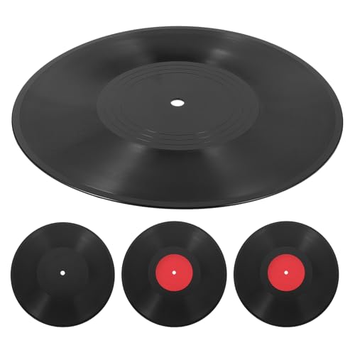 Disques vinyles rétro DIYEAH lot de 4 décorations murales vintage 30 cm rouges et noires