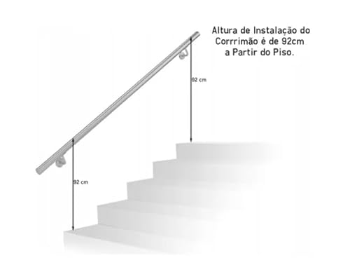 CORRIMÃO REDONDO DE ALUMINIO PAREDE/ESCADA 1METRO PRETO