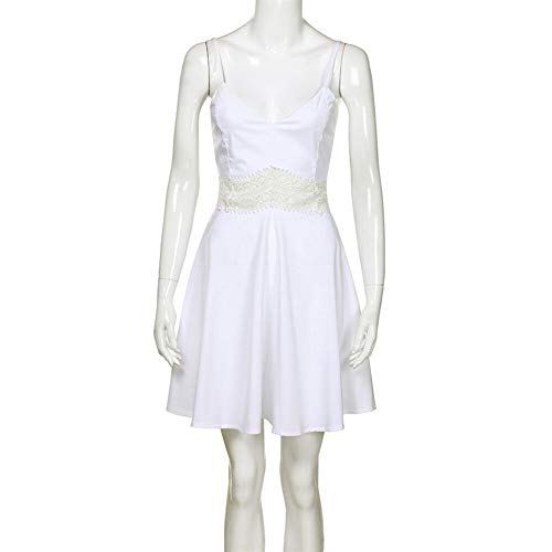KAKAYO Vestido curto feminino de verão luxuoso sexy com alça em V e renda de crochê na cintura (cor: