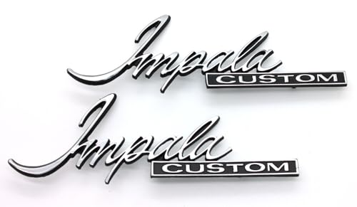 Image of Pair New Impala Custom Script Emblem Coupe Rear Sail Panel Badge Replacement for 1971-1976 Impala (Chrome), EI-#+#-1