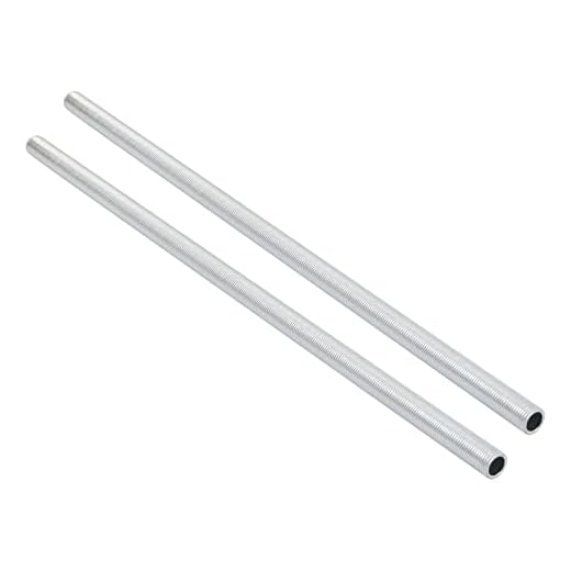 QUARKZMAN 12.2 Pulgadas Largo M10 Rosca Lámpara Tubería Pezón x 2uds Todas Rosca Hueco Centro Herraje para Colgantes Techo Ventiladores, [Plateado Tono, Zinc Aleación]