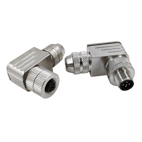Conector M12 con tira de metal blindada y 5 pines macho a 90 grados