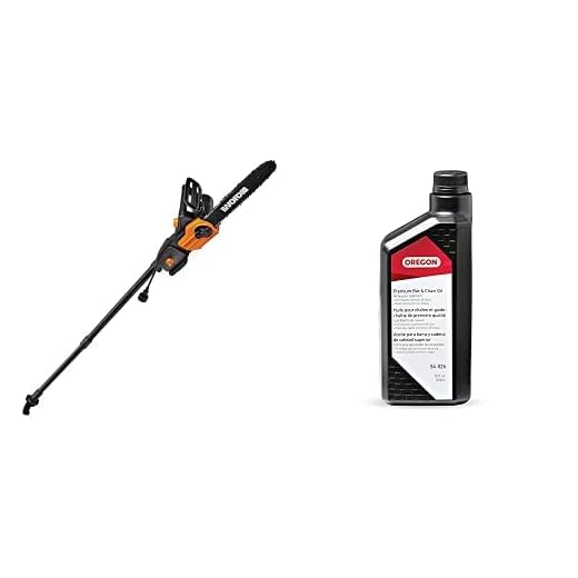 WORX WG309 8 Amp 10" Electric Pole Saw & Oregon Bar and Chain Oil for Chainsaws, 1 One Quart Bottle (32 fl.oz / 946 ml) (54-026)