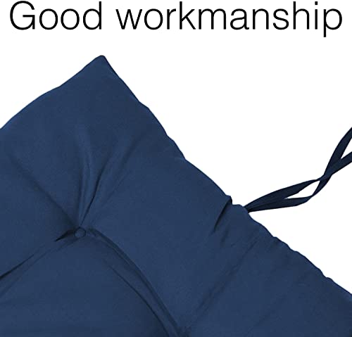 Image of Super Comfy Long Rocking Chair Cushion /Bench Back Seat Pad Cotton Handmade Quilts (Dark Blue -18 x 50 Inch)