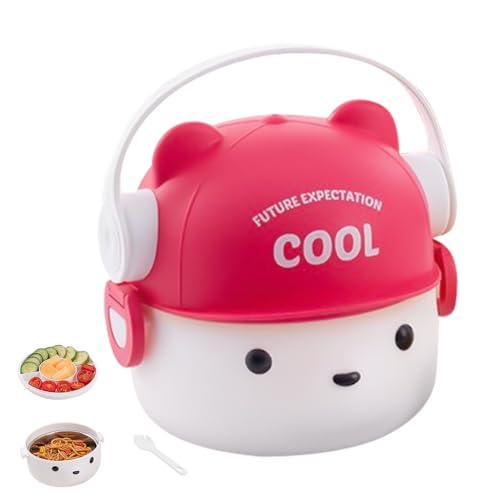 Baoqifong Infantil - 800ML Tarteras Aisladas Doble Capa Con Osito Adorable - Tuppers Para Comida Saludable, Viajes, Guardería Y Preparación De Alimentos
