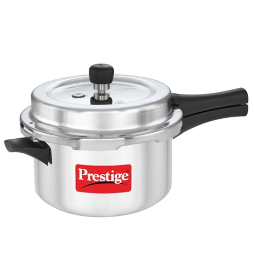 Prestige Popular Plus Svachh Virgin Aluminium Gas And Induction Compatible Outer Lid Pressure Cooker, 4 L (Silver), 4 liter