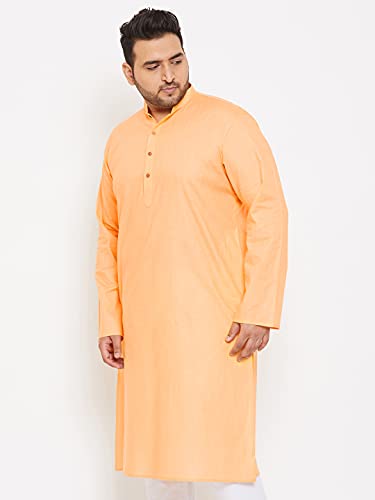 Image of VASTRAMAY Men Plus Size Linen Cotton Kurta | Mandarin Collar Full Sleeve Solid Kurta | Comfortable Ethnic Wear for Festive & Casual Occasions | Festive Ethnic Outfit For Rakhi