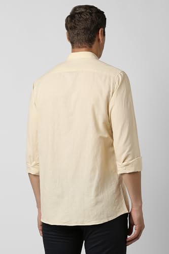 Image of Peter England Men's Solid Linen Blend Shirt Slim Fit| Casual Wear | Full Sleeves
