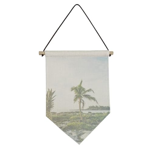 Bannière décorative à suspendre motif océan plage sable et mer pour mur de chambre