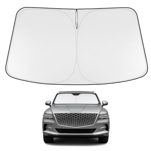 Image of Proadsy Windshield Sun Shade Custom Fit 2021-2023 2024 2025 2026 Genesis GV80 Foldable Front Sunshade Protector Sun Visor Blocks UV Rays Keep Car Cooler
