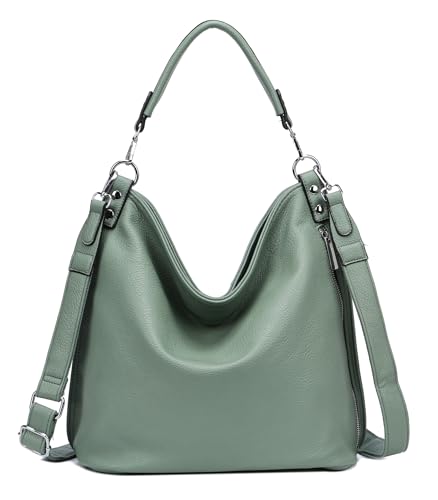 OBC XXL Damen Tasche mit 2 Gürtel Shopper Schultertasche Umhängetasche Hobo Bag Reisetasche Handtasche für Schule Freizeit Beuteltasche Urlaub Weekender Leder Optik Mint