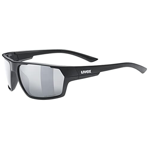Uvex sportstyle 233 P, gafas deportivas unisex, polarizadas, de espejo, black matt/silver, one size