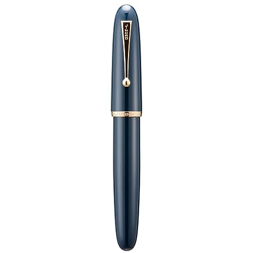 Image of Jinhao 9019 Dadao Series Fountain Pen Dark Blue Acrylic Gold Trim #8 Extra Fine Nib with Large Converter for Writing, Signature and Calligraphy