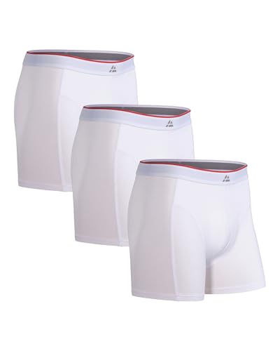 DANISH ENDURANCE Calzoncillos Hombre Boxer de Bambu, con o Sin Bragueta, Suaves y Elásticos, 3 Pack, Blanco, L
