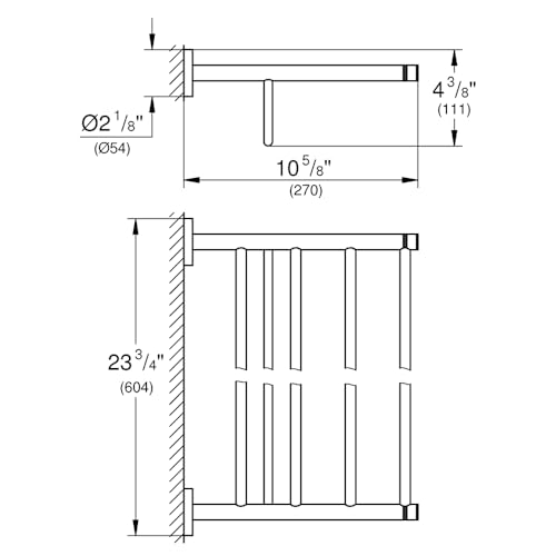 Image of Grohe Essentials Multi Bath Towel Rack | 604 mm Length | 550 mm Drilling Length | Wall Mounted 2-in-1 Towel Shelf & Holder | Bathroom Accessories | Grohe LongLife Finish | 40800001