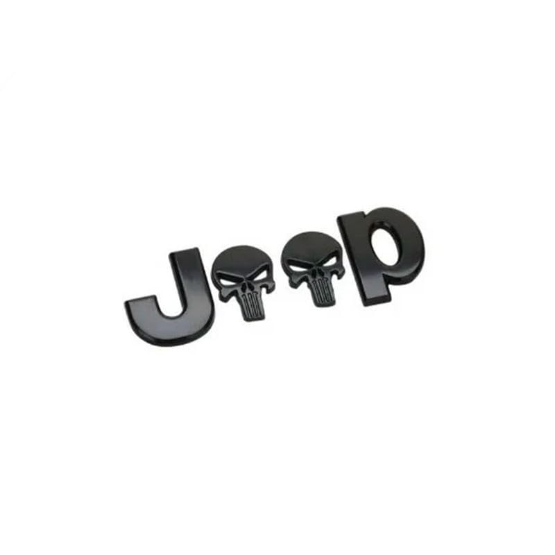 Logo emblème Jeep Noir Mat crâne en métal 3D 0931.02